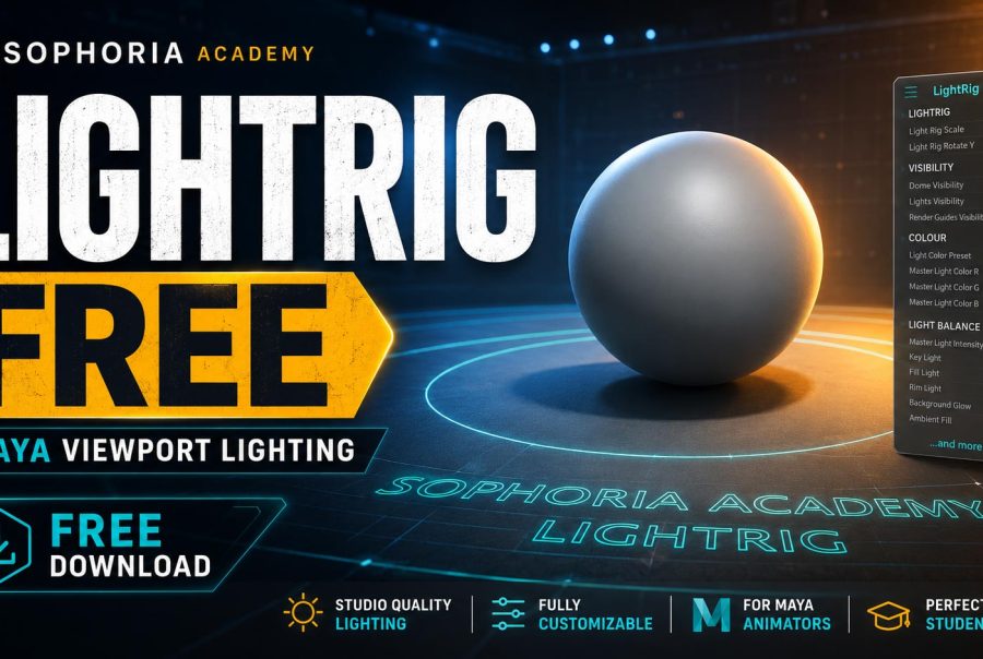 Free Sophoria Academy Maya LightRig for animators, viewport lighting setup screenshot