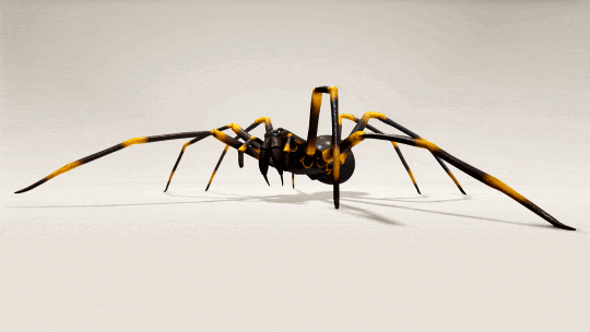 Spider walk cycle animation demonstrating eight-legged locomotion in Maya