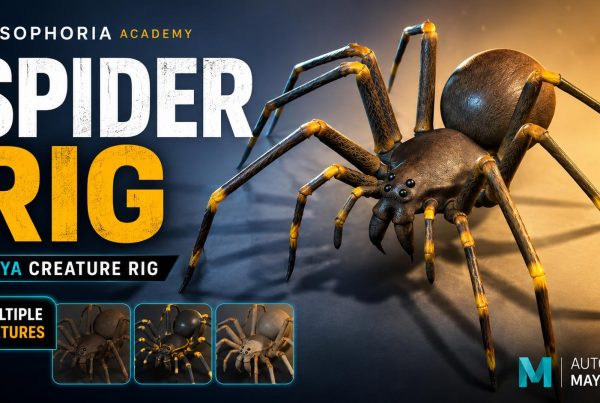 Spider Rig used to animate an eight-legged spider walk cycle in Maya